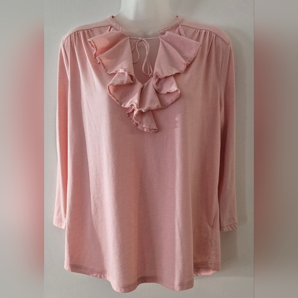 Ladies Chaps Top Light Pink Size Medium 3/4 Length Sleeves